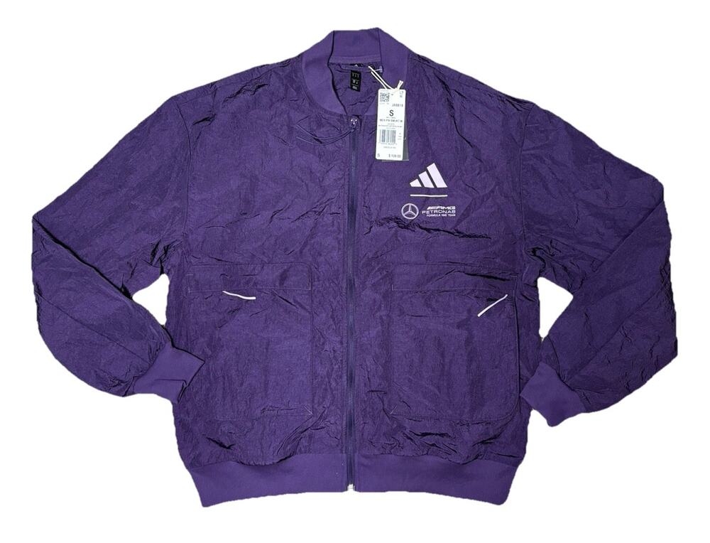 Adidas Mercedes AMG Petronas F1 Team Woven Bomber Jacket Mens Sz S Purple JX8818